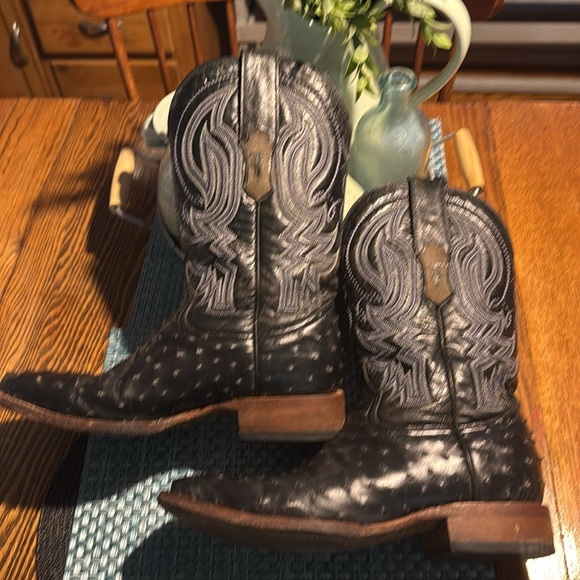 Tanner Mark Ostrich Leather Cowboy Boots - Men’s Size 8.5 - Picture 3 of 7